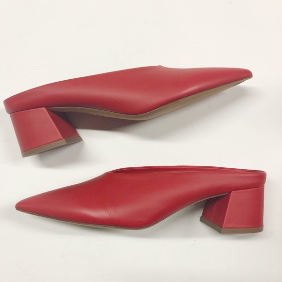 VINCE Ralston Red Pointed Toe Leather Mules - Picture 3 of 8
